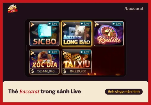 Baccarat Sunwin: Banker, Player và luật rút lá thứ ba 2 Thẻ game baccarat trong sảnh casino của cổng game Sunwin