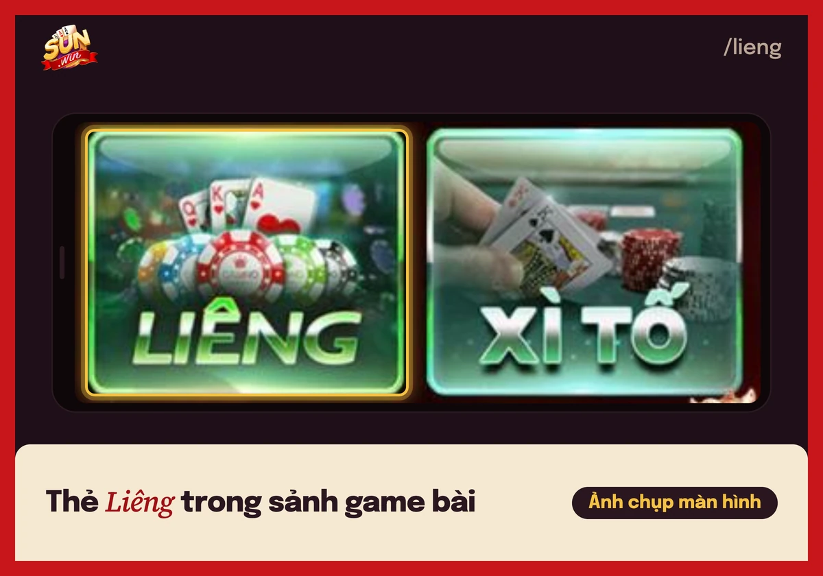 Thẻ game Liêng trong sảnh game bài Sunwin