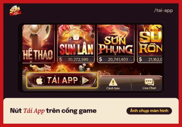 Tải Sunwin cho Android và iOS: cài app, sửa lỗi cài đặt 8 Nút Tải App ở thanh dưới cổng game Sunwin, cạnh biểu tượng App Store và Google Play