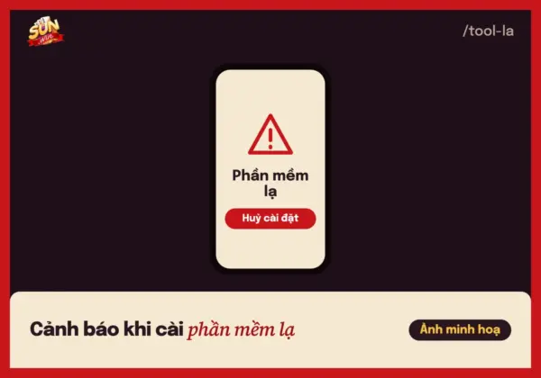 Minh hoạ điện thoại hiện cảnh báo phần mềm lạ khi cài tool tài xỉu