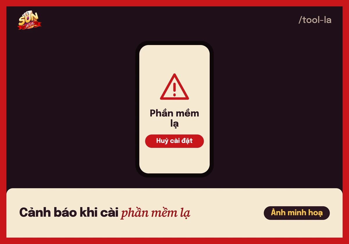 Minh hoạ điện thoại hiện cảnh báo phần mềm lạ khi cài tool tài xỉu