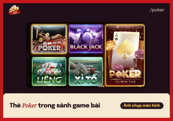 Poker Sunwin: thứ tự tay bài từ mạnh đến yếu 4 Thẻ game Poker trong sảnh game bài của cổng game Sunwin
