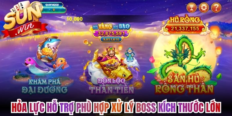 Tỷ Phú Đại Dương Sunwin - Khám Phá Kho Báu Dưới Biển Sâu 1 Hỏa lực hỗ trợ phù hợp xử lý boss kích thước lớn